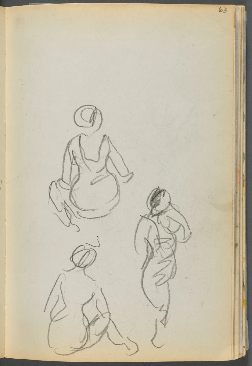 Sketchbook- The Granite Shore Hotel, Rockport, page 063: Bathers by Maurice Prendergast, book, 1905-1910