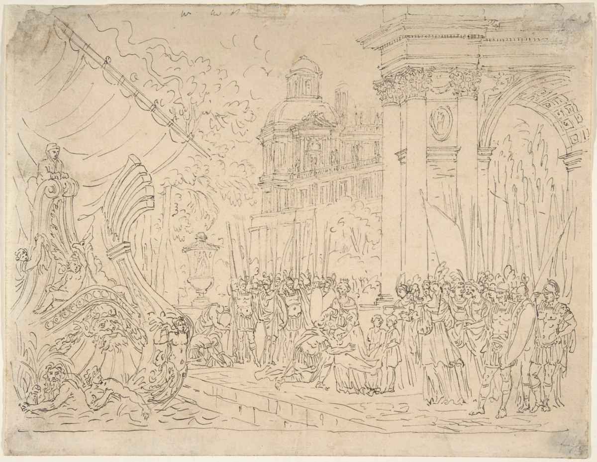 Aeneas's Farewell to Dido by Jean Le Pautre, drawing, 1618-1682