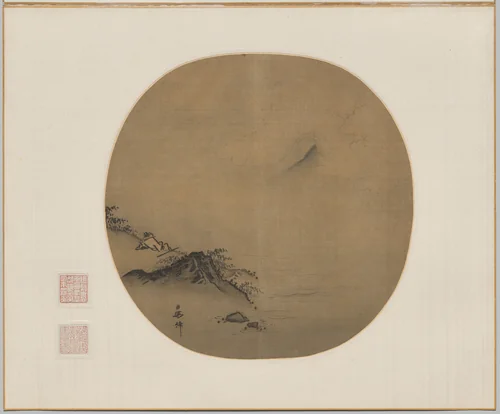Scholar Reclining and Watching Rising Clouds, Poem by Wang Wei by Ma Lin, painting, 1251-1261