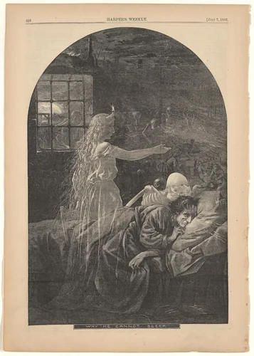Why He Cannot Sleep by Thomas Nast, print, 1866