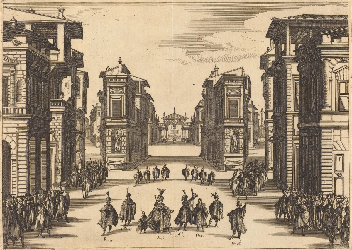 Il Solimano, Act IV by Jacques Callot, print, 1620