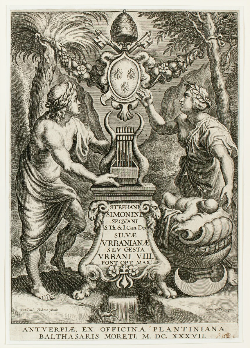 Title page from Silvae Urbanianae by Cornelis Galle, print, 1637