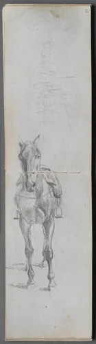 Sketchbook, page 56 & 57: Study of a Horse by Ernest Meissonier, book, 1860-1869
