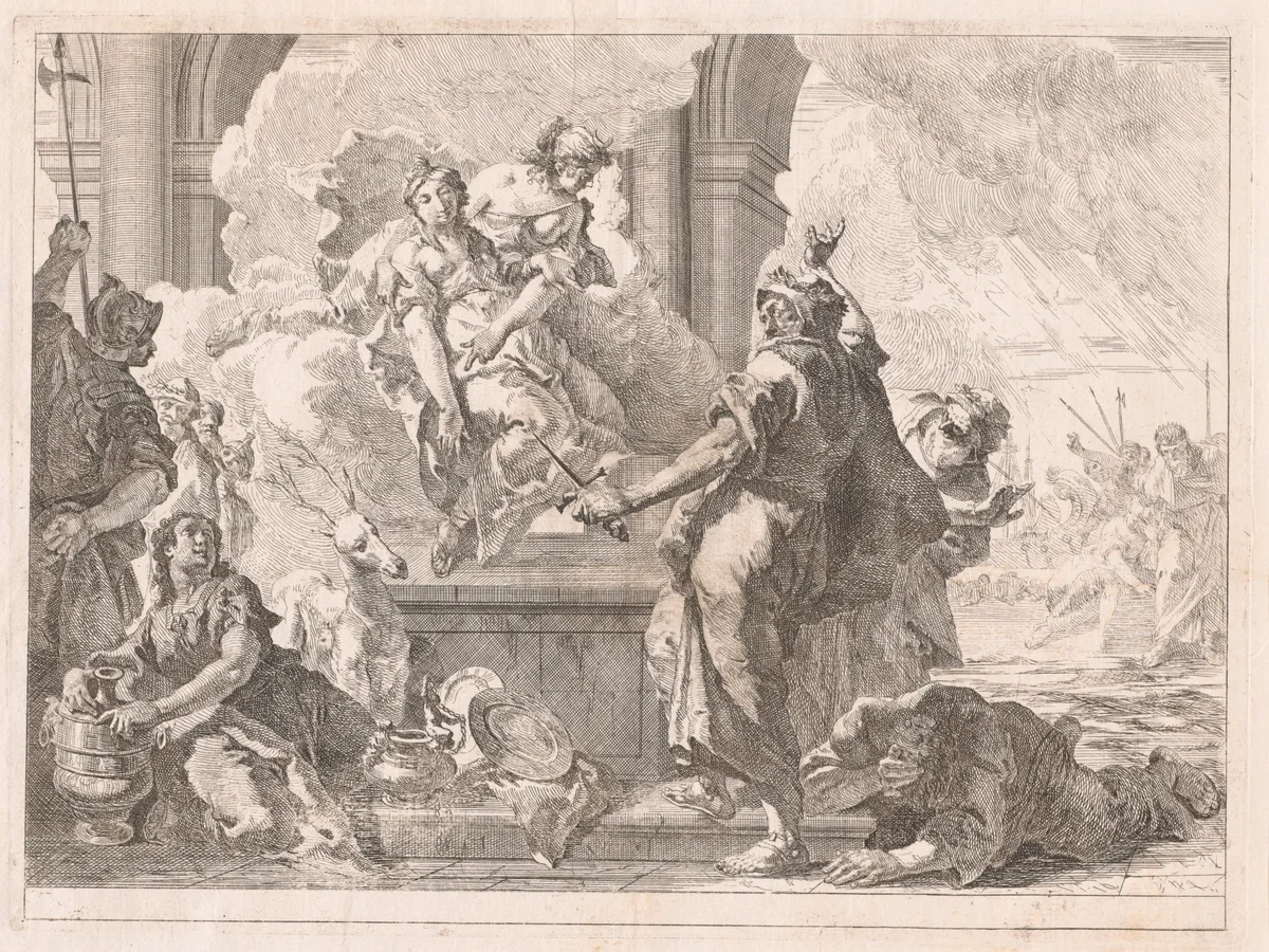 The Sacrifice of Iphigenia by Francesco Fontebasso, print, 1744