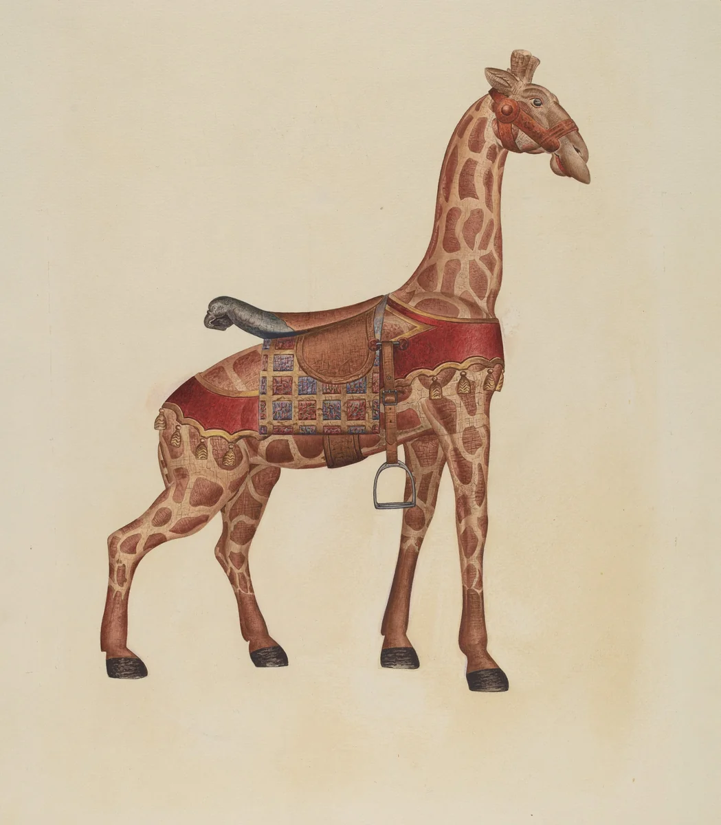 Carousel Giraffe by Henry Tomaszewski, index of american design, 1939