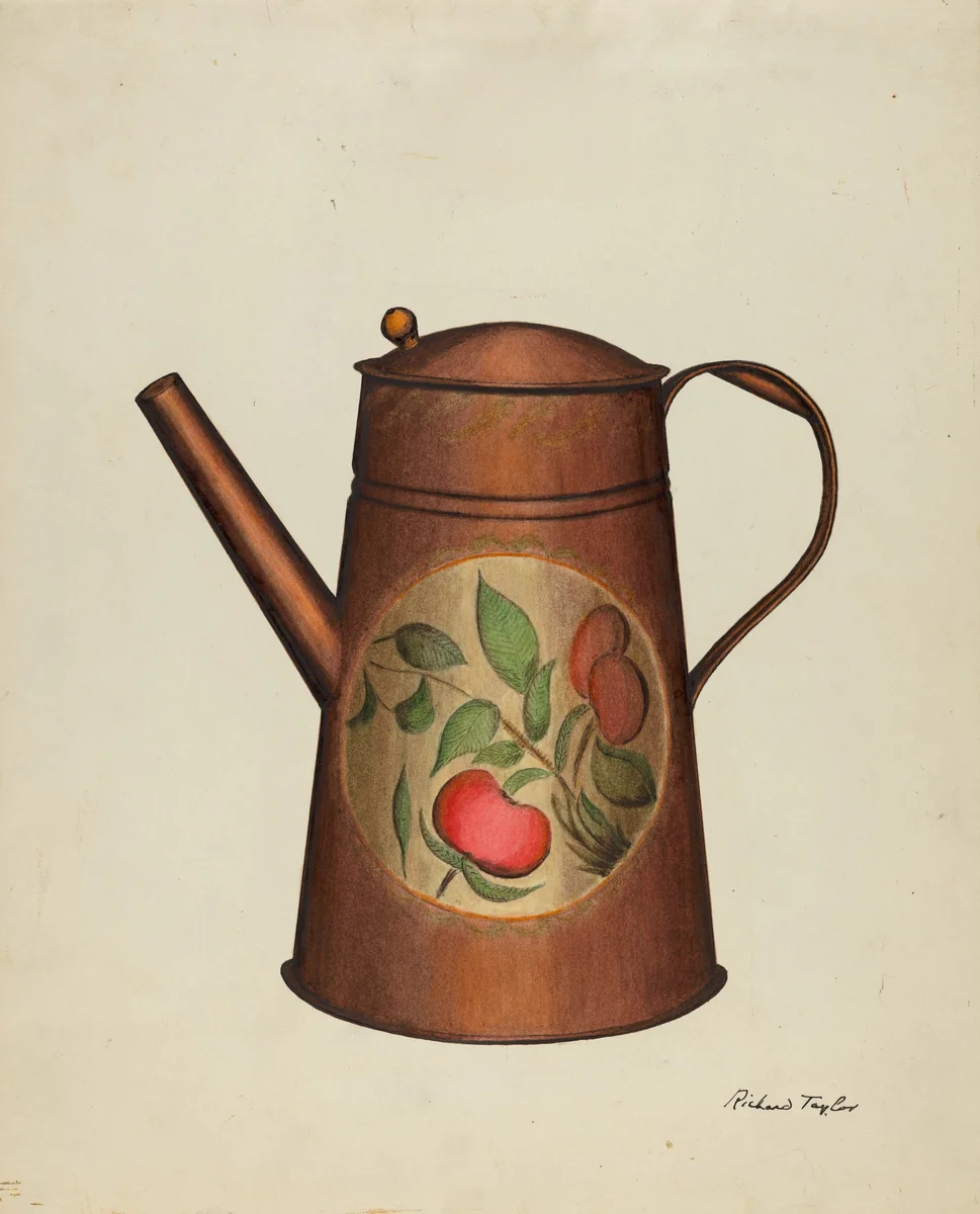 Toleware Coffee Pot by Richard Taylor, index of american design, 1940