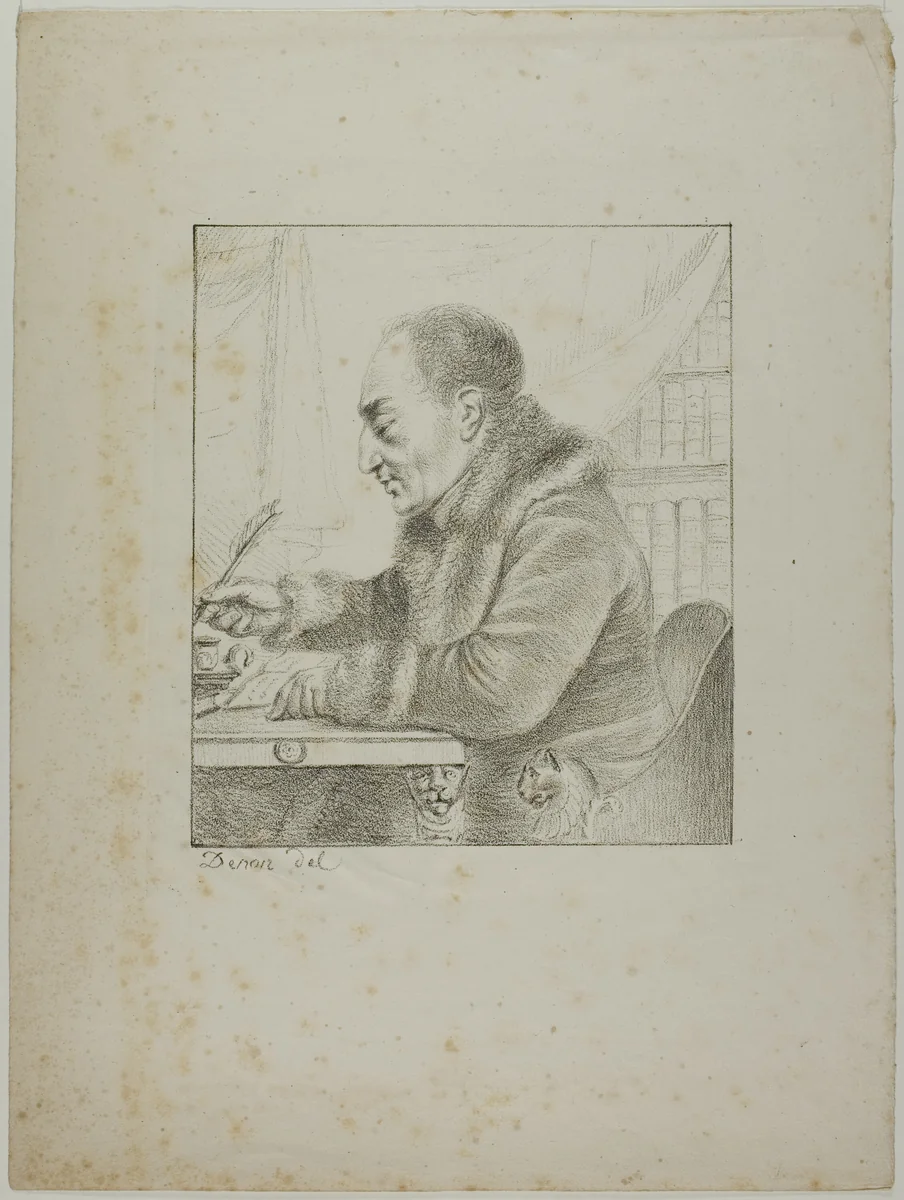 Portrait of Volney Dipping his Pen by Dominique Vivant Denon, print, 1817-1820