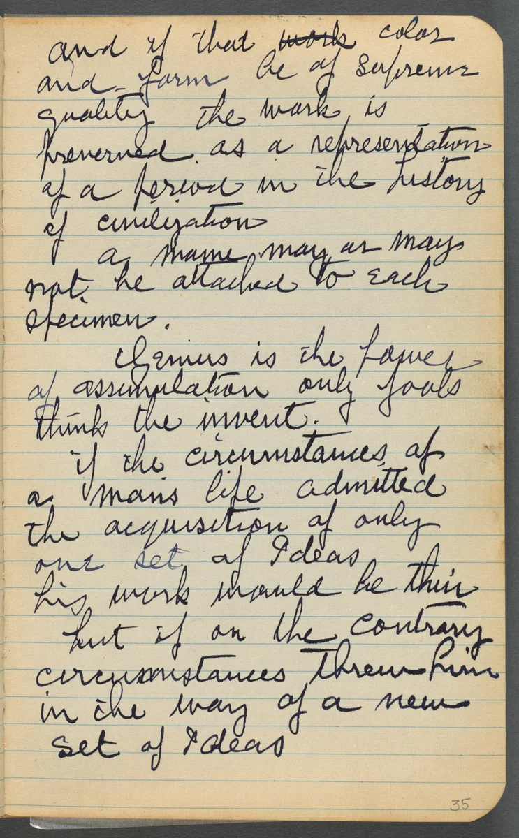 Sketchbook, page 035: Notes by Maurice Prendergast, book, 1905-1910