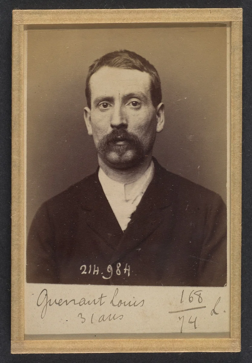 Guénant. Louis, Désiré. 31 ans, né à Paris XVIIIe. Comptable. Anarchiste. 2/3/94. by Alphonse Bertillon, photograph, 1894