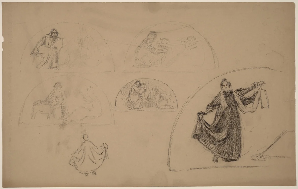 Studies for a Lunette by Charles Sprague Pearce, drawing, 1890-1897