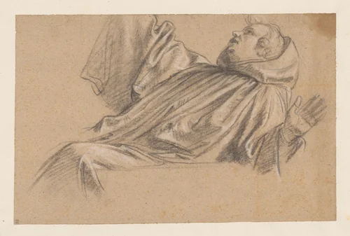 Studie voor de monnik Placidus die uit het water wordt gered by Nicolas de Plattemontagne, drawing, 1655-1656