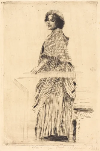 Woman in a Cape (La femme à la pèlerine) by Albert Besnard, print, 1889
