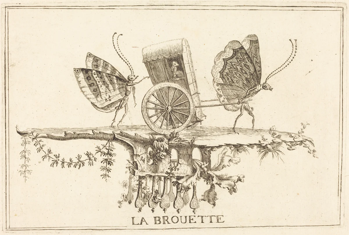 La Brouette (The Paltry Coach) by Charles Germain de Saint-Aubin; Etienne Fessard, print, 1748-1760