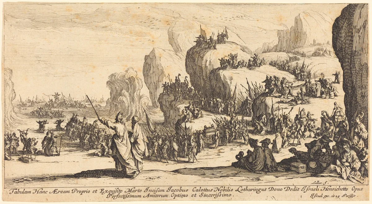 The Crossing of the Red Sea by Jacques Callot, print, 1629
