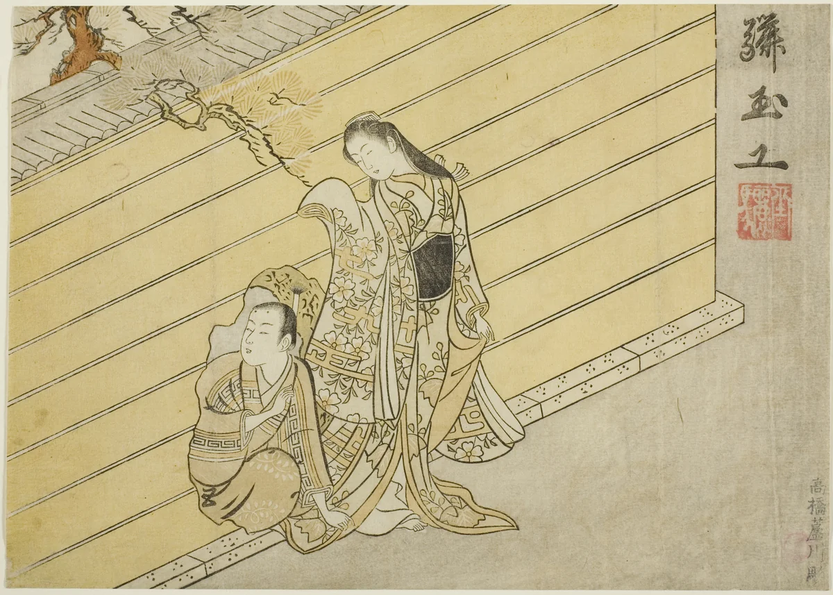 The Hole in the Wall by Suzuki Harunobu (鈴木春信), print, 1760-1770