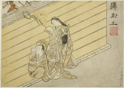 The Hole in the Wall by Suzuki Harunobu (鈴木春信), print, 1760-1770