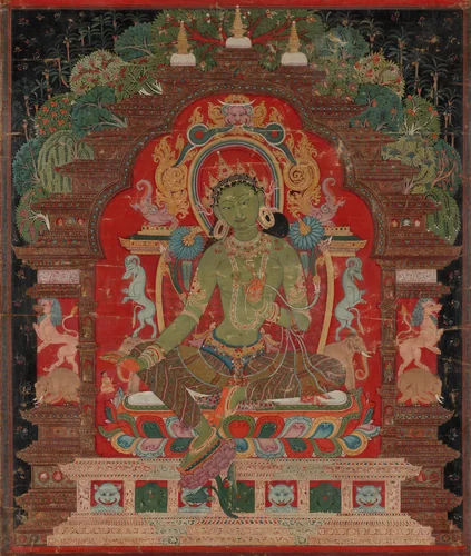 Green Tara by Unknown, painting, 1250-1270