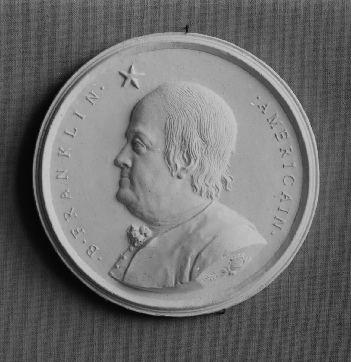 Benjamin Franklin by Jean-Baptiste Nini, metalwork, 1700-1799