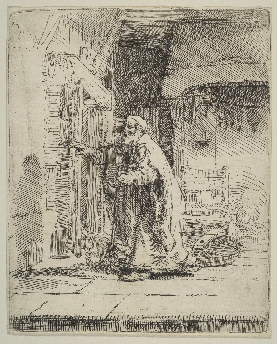 The Blindness of Tobit by Rembrandt van Rijn, print, 1651
