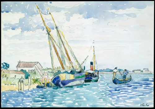 Marine Scene (Boats near Venice) by Henri-Edmond Cross, drawing, 1903