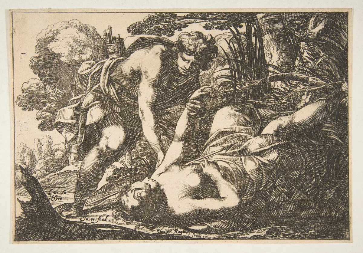 Apollo and Clytie by Laurent de La Hyre, print, 1606
