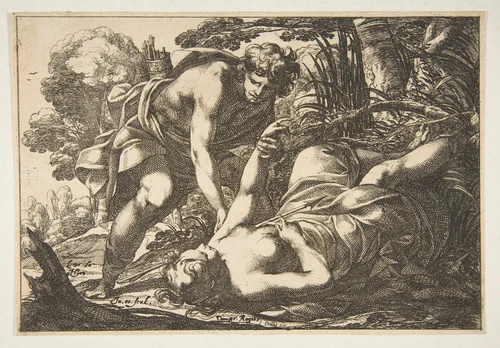 Apollo and Clytie by Laurent de La Hyre, print, 1606