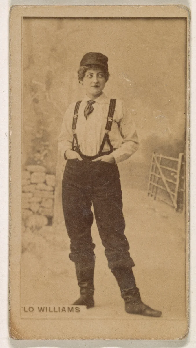 Flo Williams, from the Actresses series (N245) issued by Kinney Brothers to promote Sweet Caporal Cigarettes by Kinney Brothers Tobacco Company, photograph, 1890