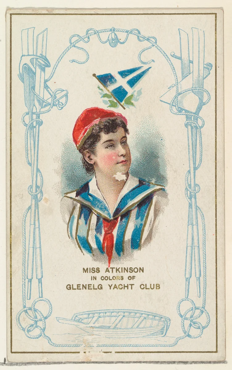 Miss Atkinson in Colors of Glenelg Yacht Club, from the Yacht Colors of the World series (N140) issued by Duke Sons & Co. to promote Honest Long Cut Tobacco by W. Duke, Sons & Co., print, 1890