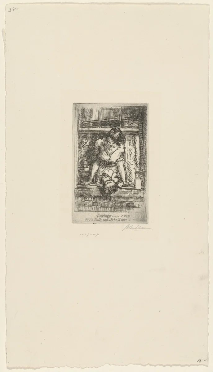 Greetings by John Sloan, print, 1915