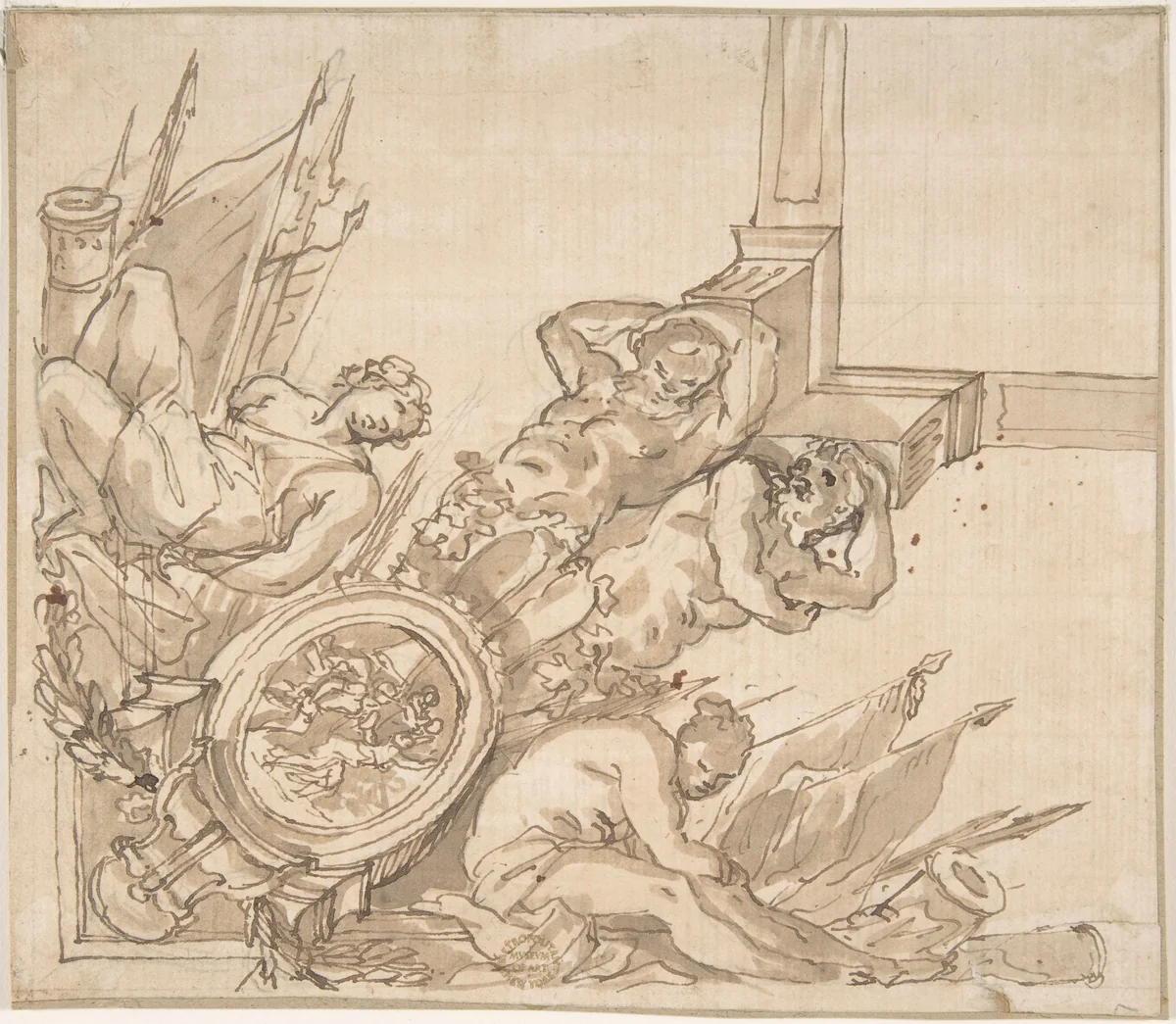 Design for a Corner of a Ceiling by anonymous, drawing, 1600-1700