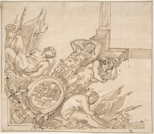 Design for a Corner of a Ceiling by anonymous, drawing, 1600-1700