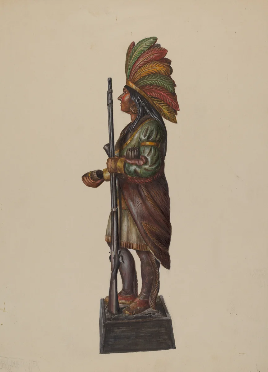 Cigar Store Indian by Walter Hochstrasser, index of american design, 1936