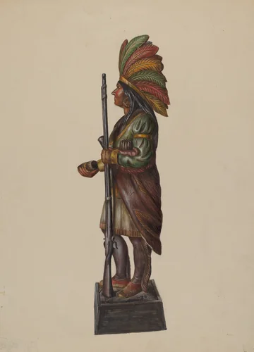 Cigar Store Indian by Walter Hochstrasser, index of american design, 1936