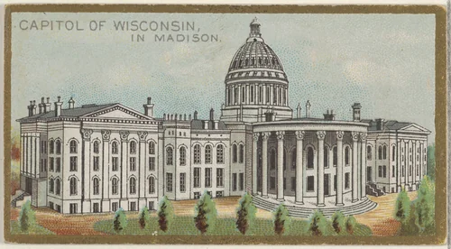 Capitol of Wisconsin in Madison, from the General Government and State Capitol Buildings series (N14) for Allen & Ginter Cigarettes Brands by Allen & Ginter, print, 1889