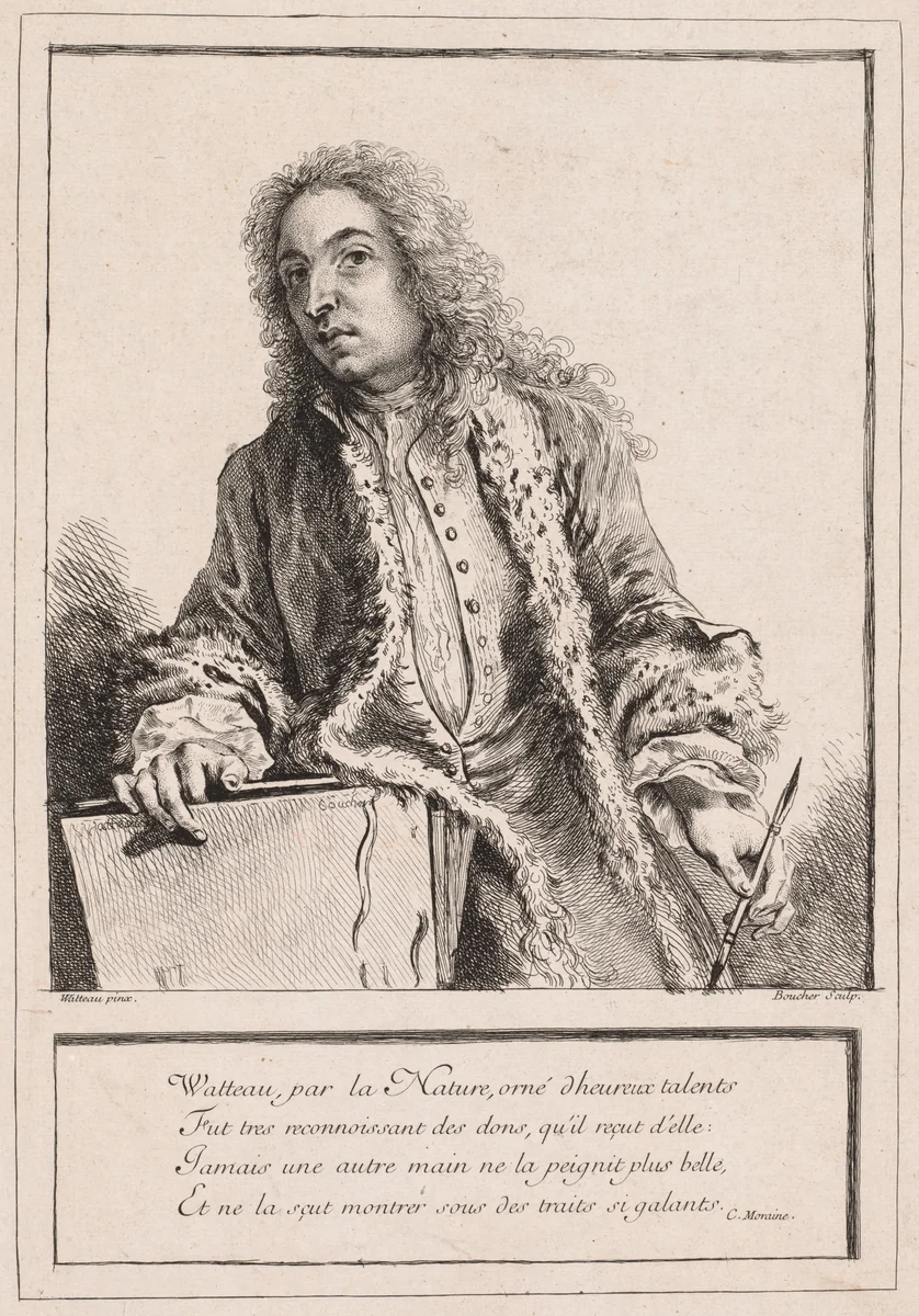 Antoine Watteau by François Boucher, print, 1722-1732