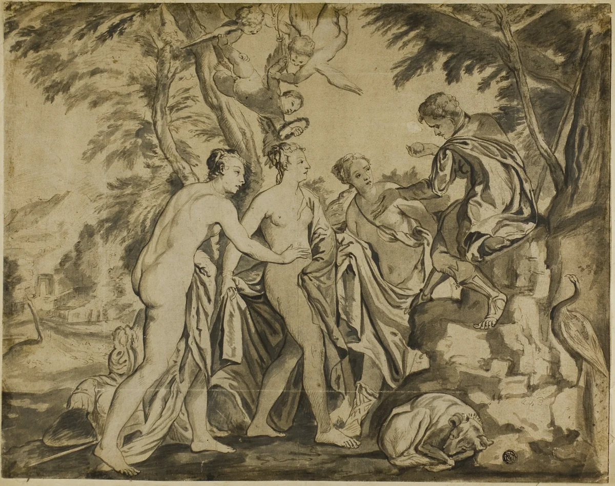 Judgement of Paris by Paolo Caliari, drawing, 1600-1699
