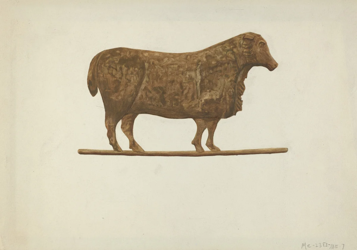 Small Sheep Weather Vane by Mildred E. Bent, index of american design, 1935-1942