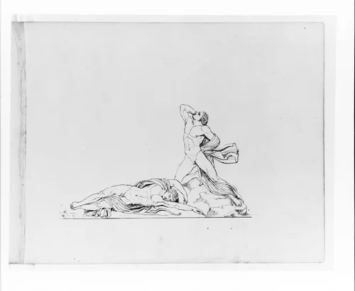 Dying Warriors (from Sketchbook) by John Quincy Adams Ward, artwork, 1857-1860