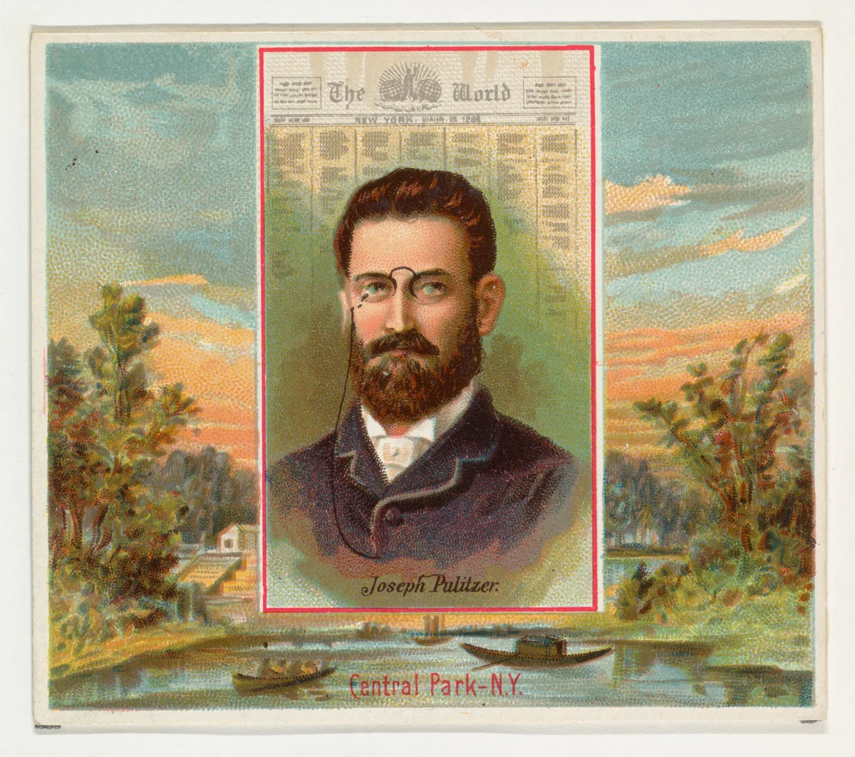 Joseph Pulitzer, The New York World, from the American Editors series (N35) for Allen & Ginter Cigarettes by Allen & Ginter, print, 1887