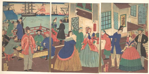 People of the Five Nations Drinking and Eating (Gokakoku jinbutsu dontaku no zu) by Utagawa Yoshitora (歌川芳虎), print, 1861