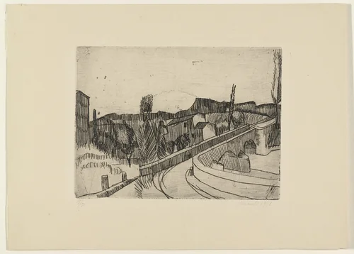 Bridge over the Savena, Bologna by Giorgio Morandi, print, 1912