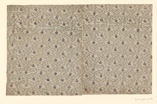 Twee bladen met strooipatroon van bloemmotief met fond van golvende lijntjes by anonymous, other, 1750-1900