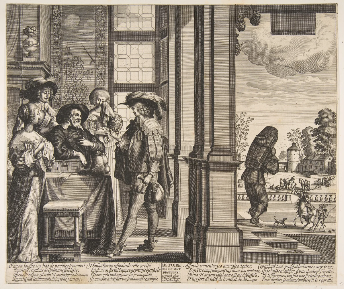 The Prodigal Son Leaves Home by anonymous, print, 1631-1641
