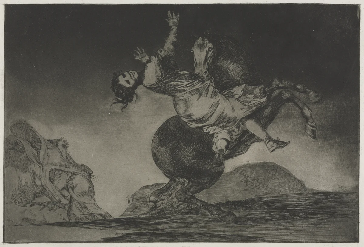 The Proverbs: The Horse-Abductor by Francisco de Goya, print, 1864