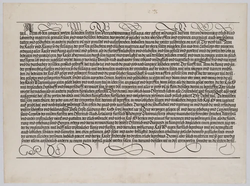 Explanatory Text, Part III,from the Arch of Honor, proof, dated 1515, printed 1517-18 by Hieronymus Andreae, print, 1515