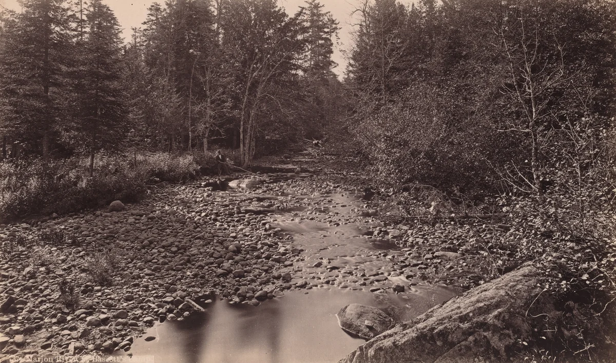 Marion River at Bassett's Camp by Seneca Ray Stoddard, photograph, 1880-1890