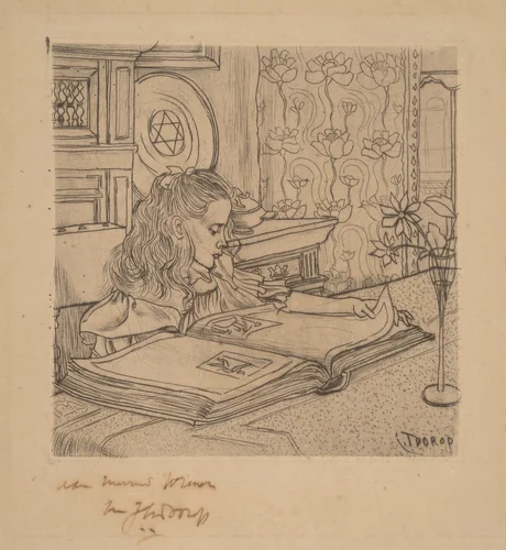 Charley Looking at an Album of Prints by Jan Toorop, print, 1898