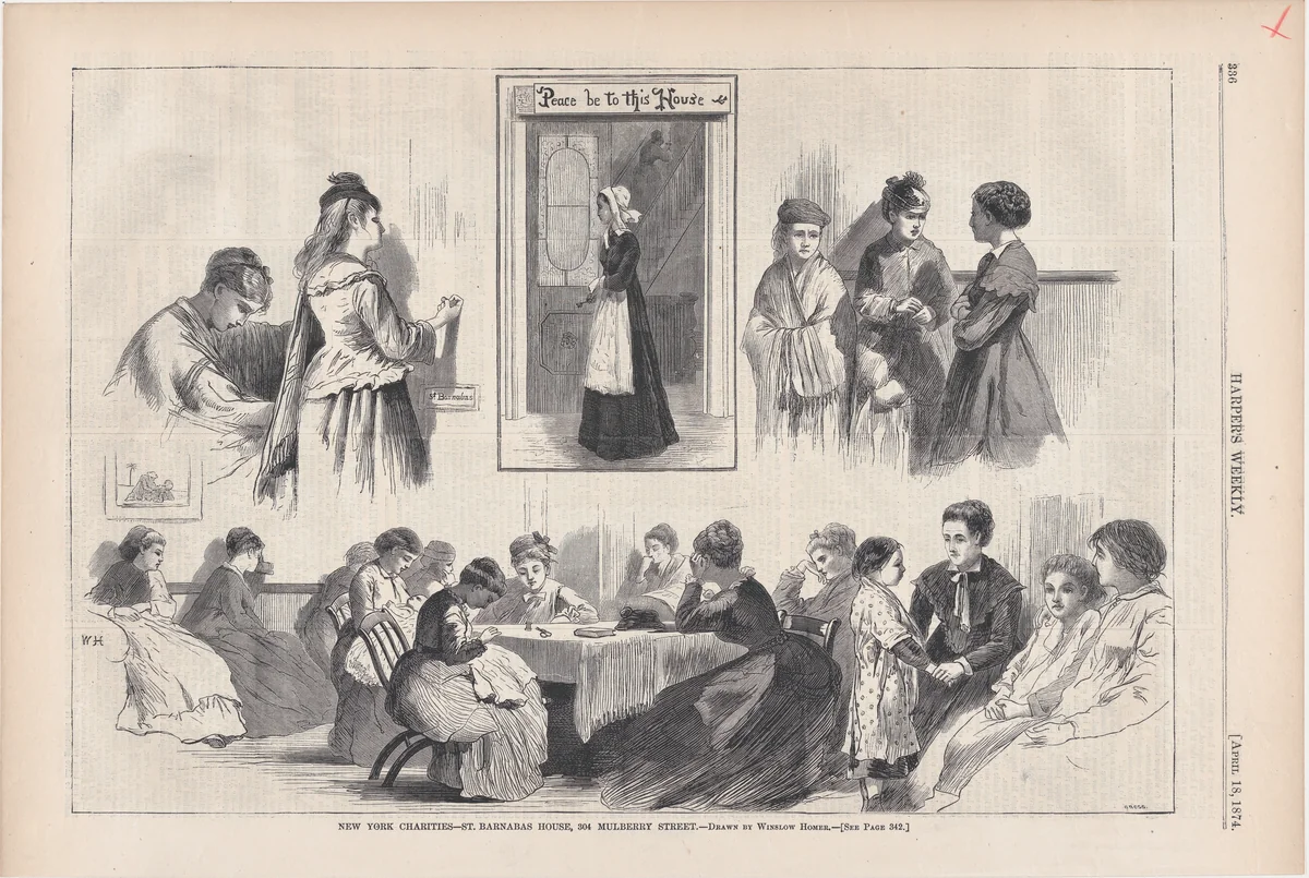 New York Charities – St. Barnabas House, 304 Mulberry Street (from "Harper's Weekly," Vol. XVIII) by Winslow Homer, print, 1874