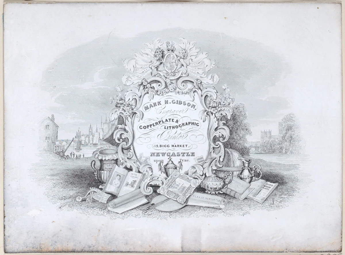 Trade Card for Mark H. Gibson, Engraver and Printer by anonymous, print, 1800-1900