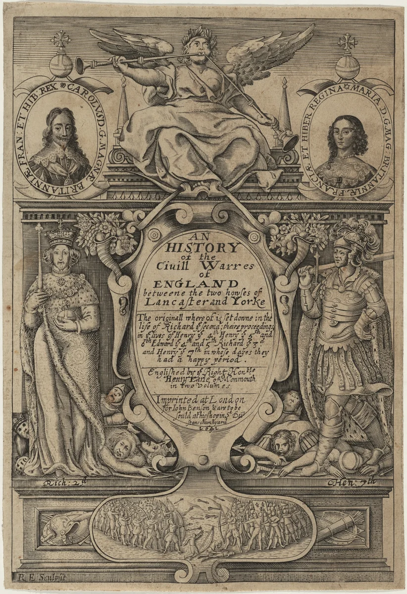 Title page, An History of the Civill Warres of England by Renold Elstrack, print, 1641